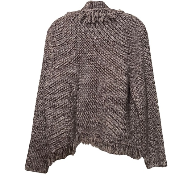 Chico’s Freida fringed open front cardigan in lilac and silver metallic thread - Picture 4 of 11